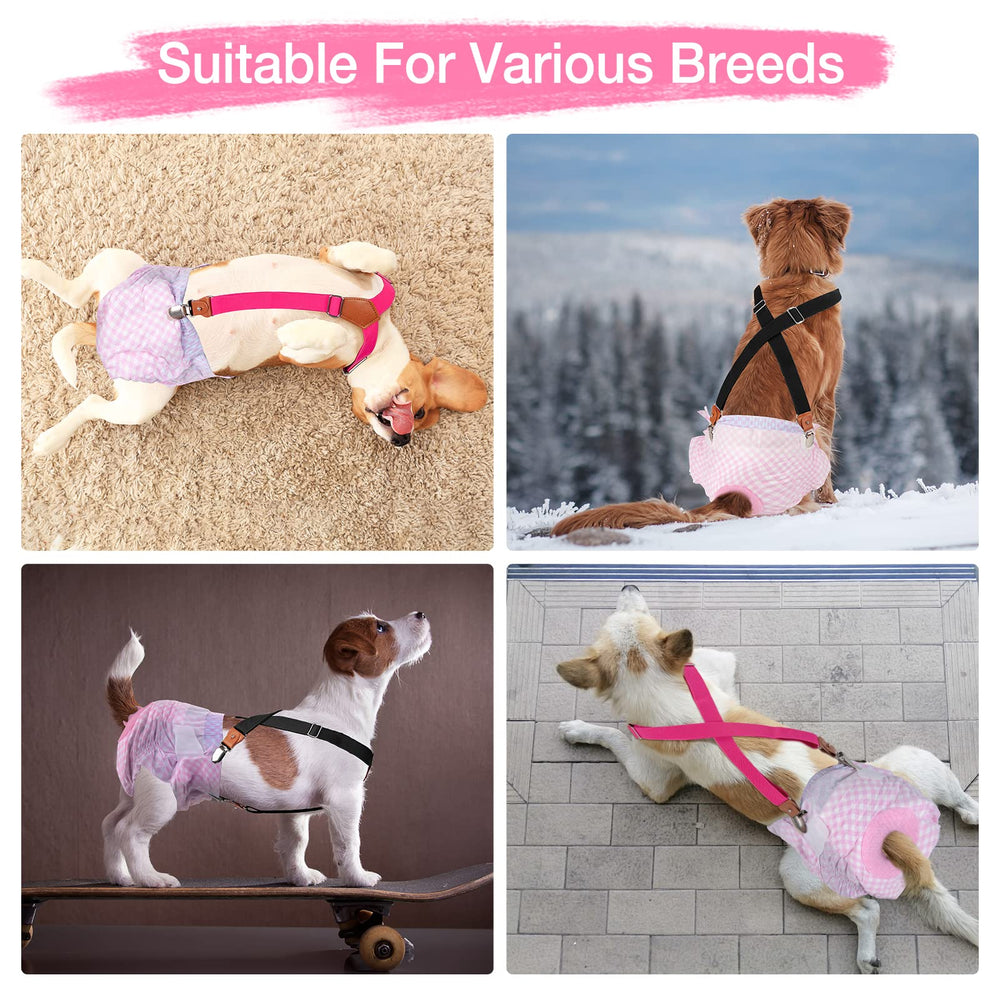 Pet Soft dog suspenders replaceable metal clips for easy upkeep.