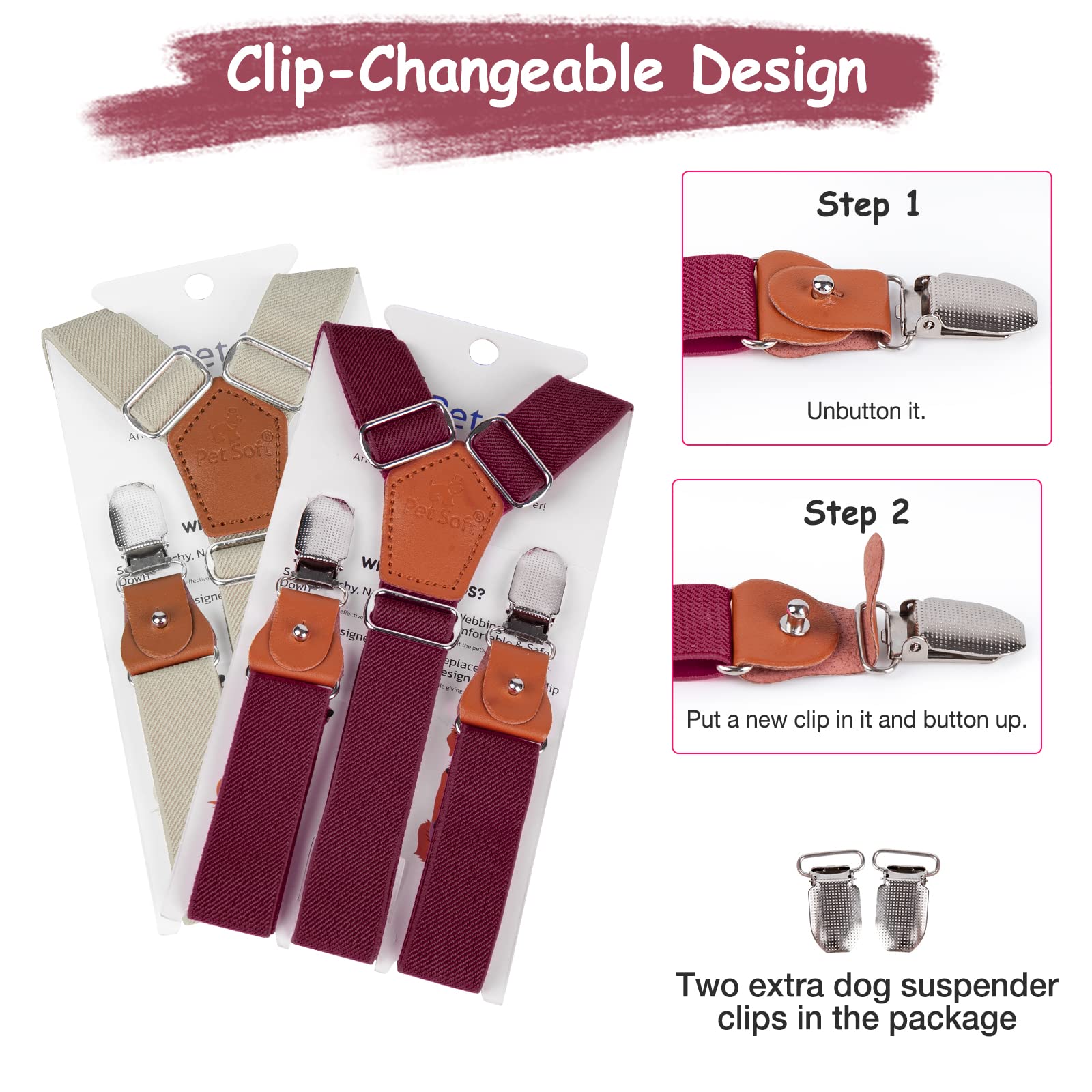 Pet Soft Dog Suspenders size chart ensures proper fit