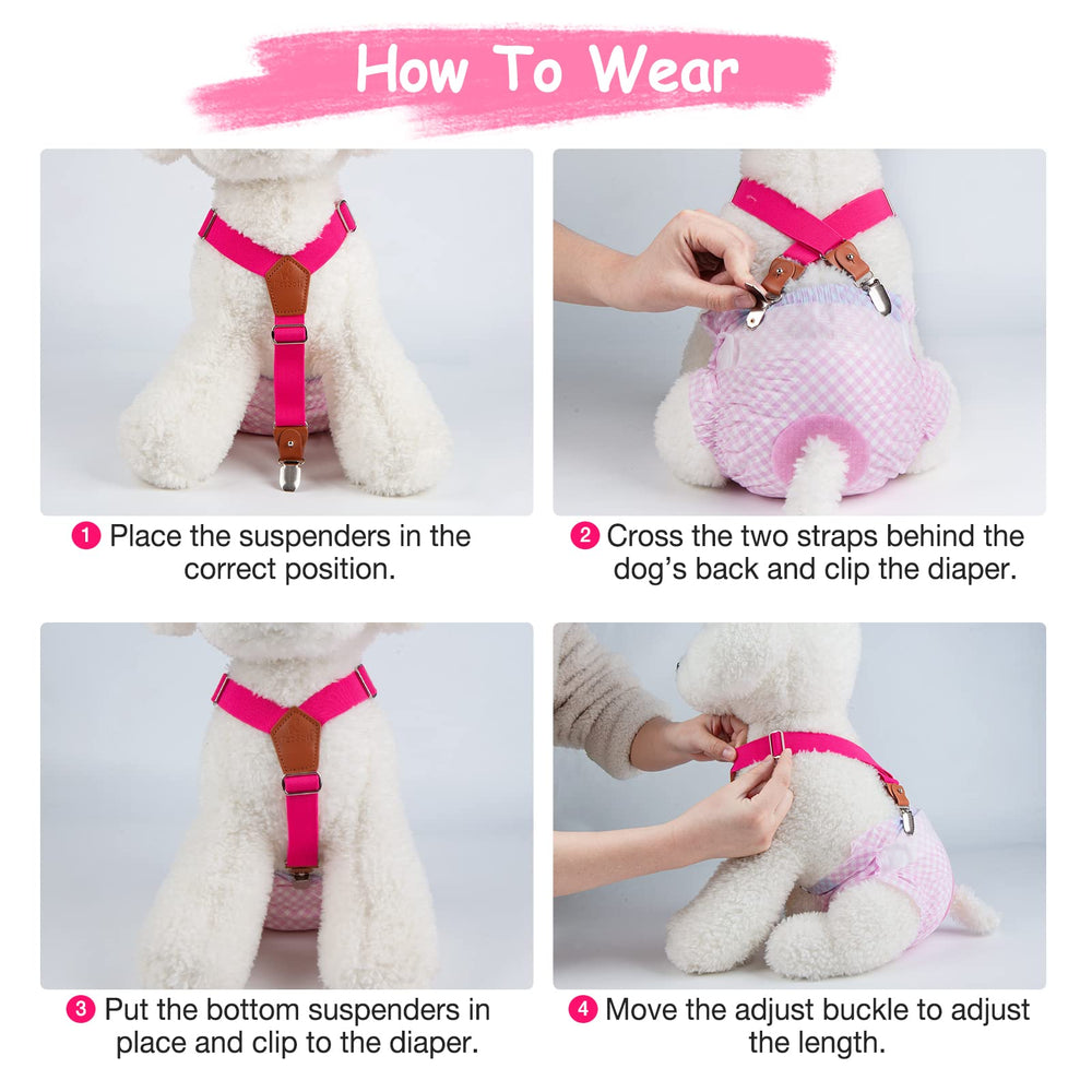 Pet Soft dog suspenders stretchy webbing for a snug, comfortable wear.