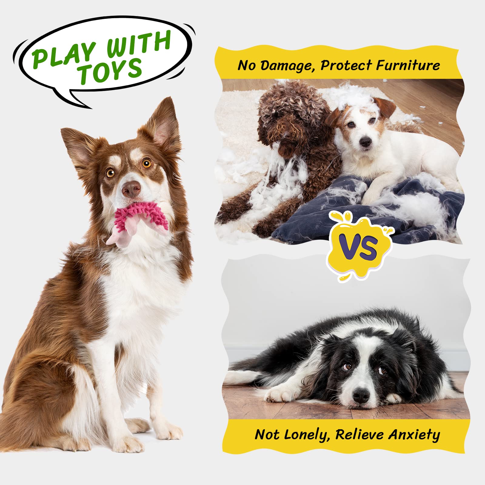 Pet Soft dog toys squeaky dual-squeaker design stimulates senses during play.