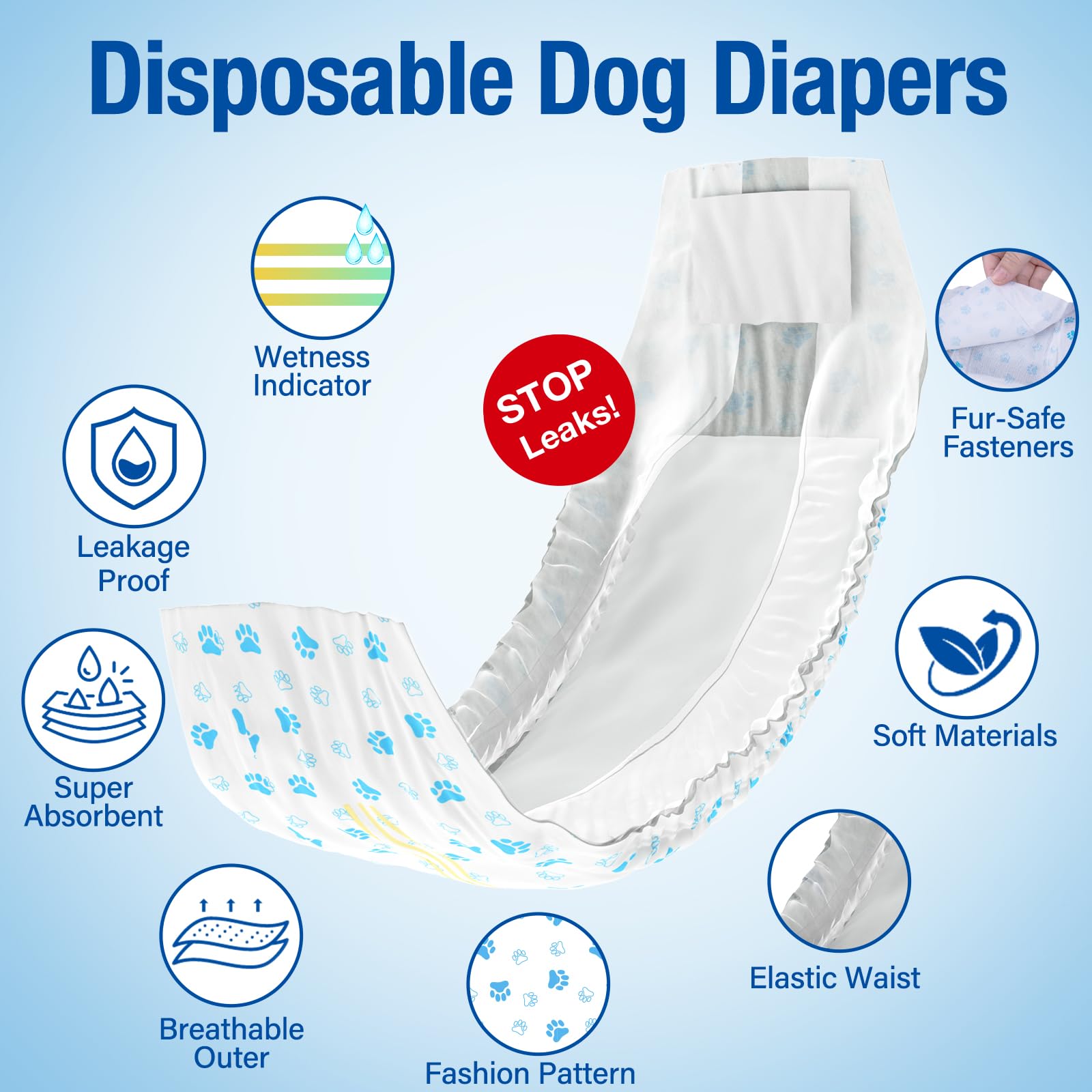 Pet Soft elastic waist provides a snug, comfortable fit for male dogs