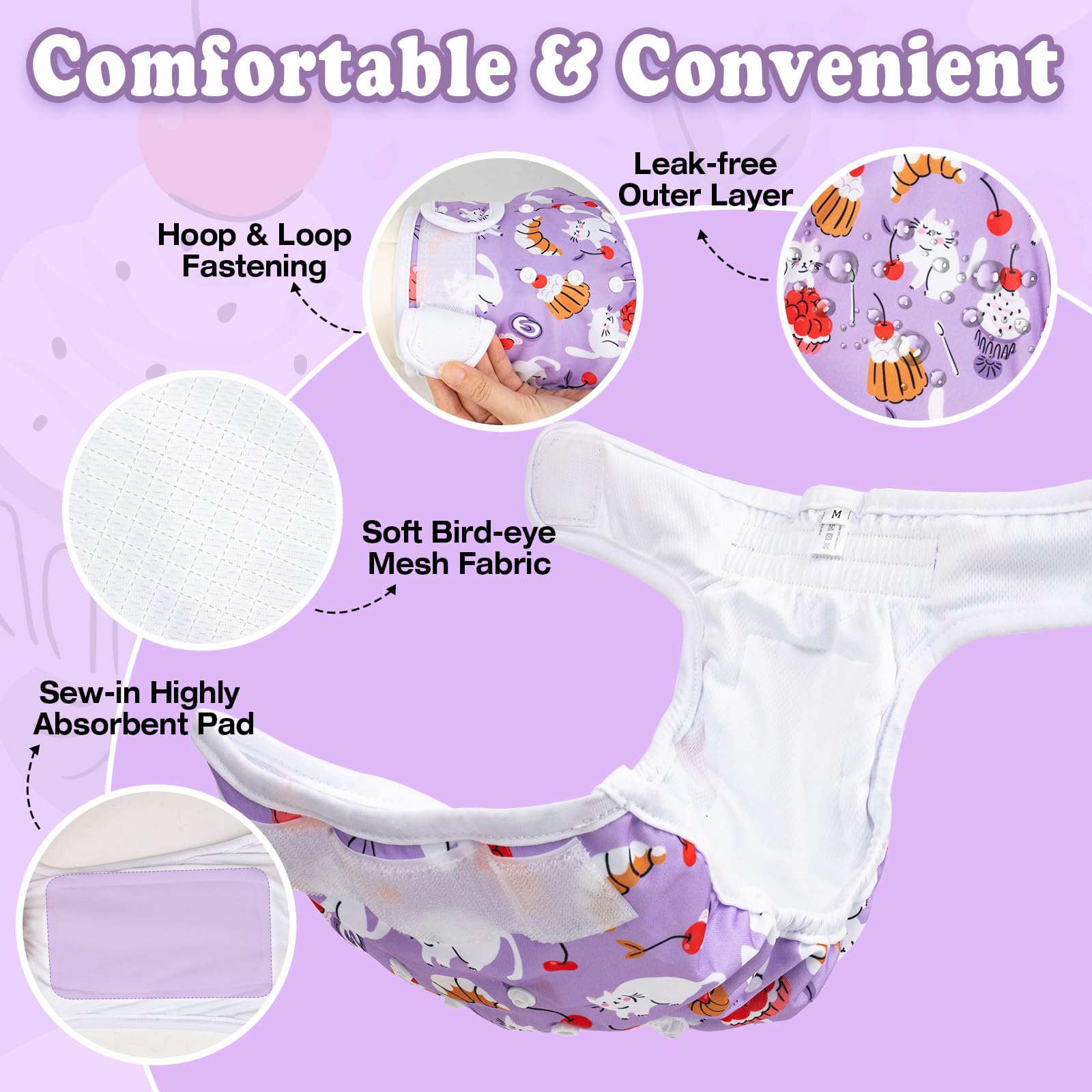 Pet Soft female dog diapers 3-pattern pack offers cute designs for daily wear.