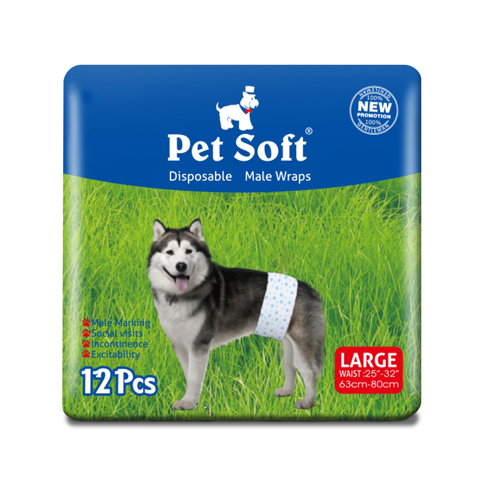 Pet Soft panales para perro macho grande en empaque práctico.