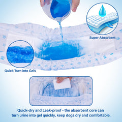 Pet Soft puppy diaper in small size demonstrates proper waist measurement guidance
