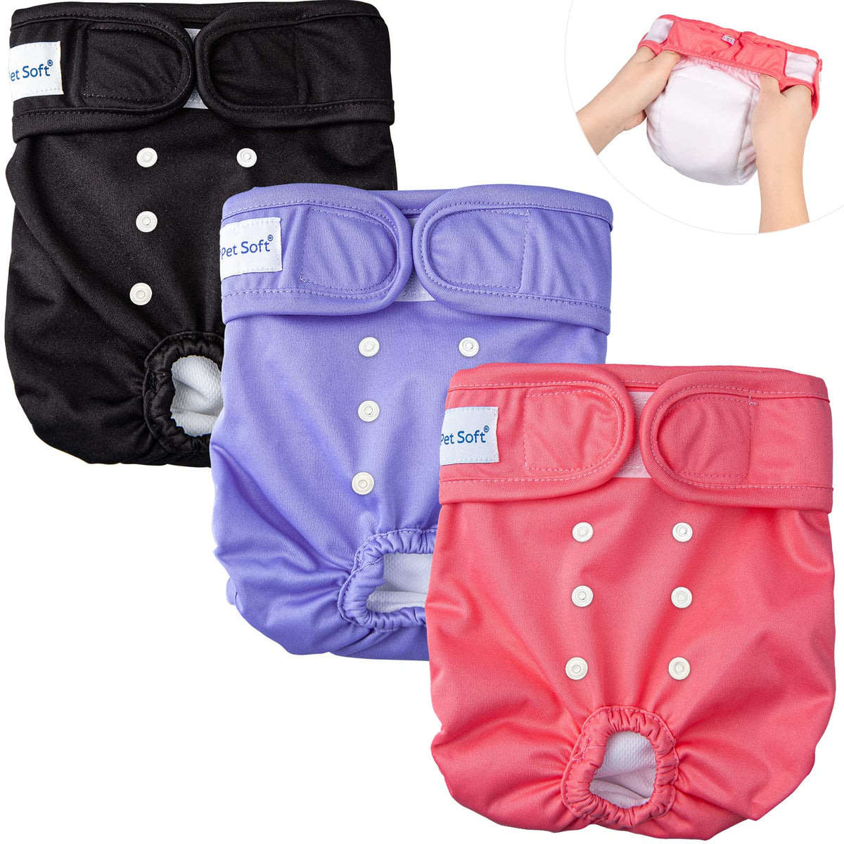 Pet Soft three-pack packaging shows color variety for easy selection.