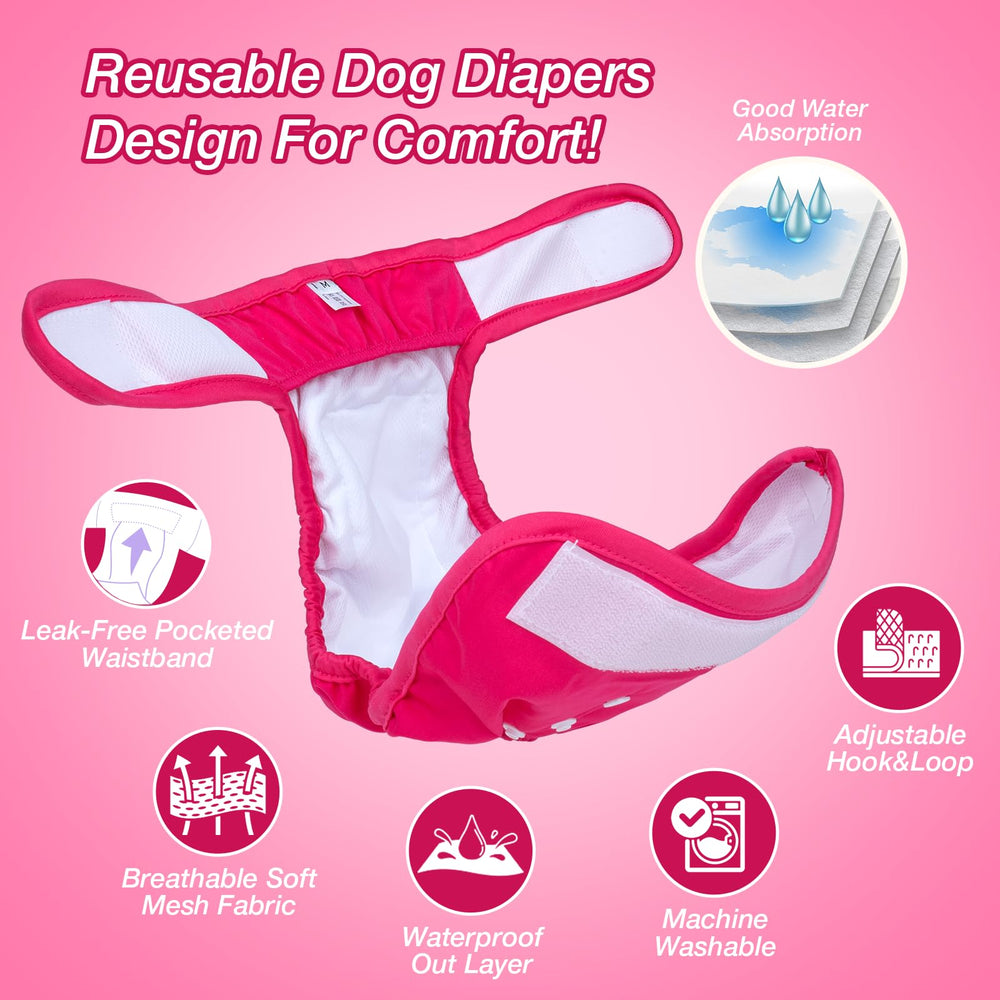Pet Soft diapers showing upgraded waistband and secure fit for active dogs.
