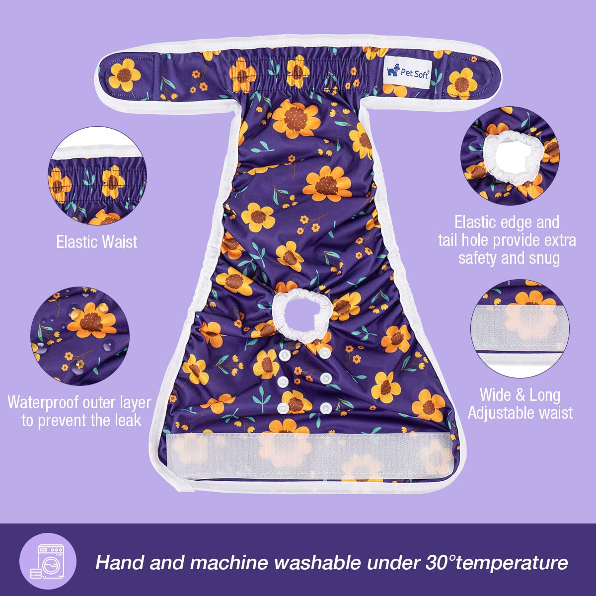 Pet Soft elastic waist demonstrating comfortable, secure fit
