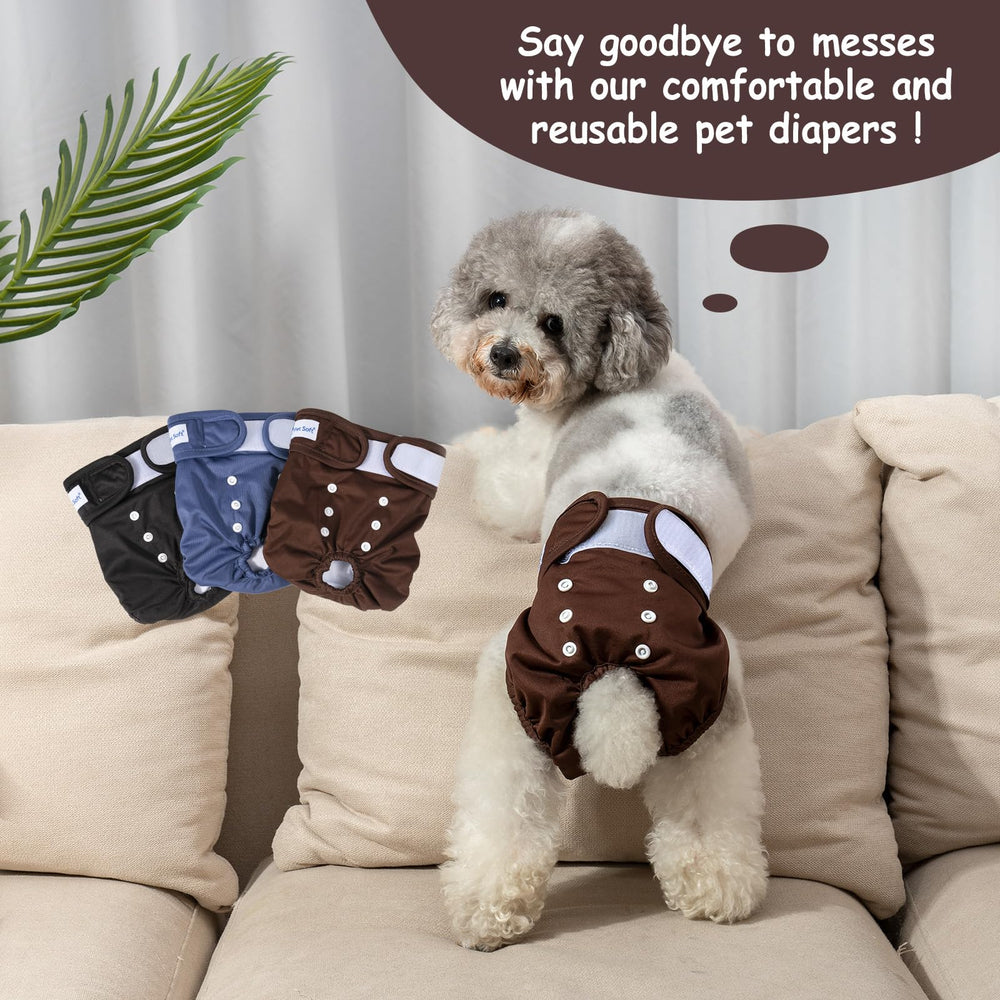 Pet Soft female diapers in use providing leak-free protection
