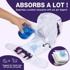 Pet Soft Washable Female Diapers new-waistband-closeup emphasizes secure fit and double protection.
