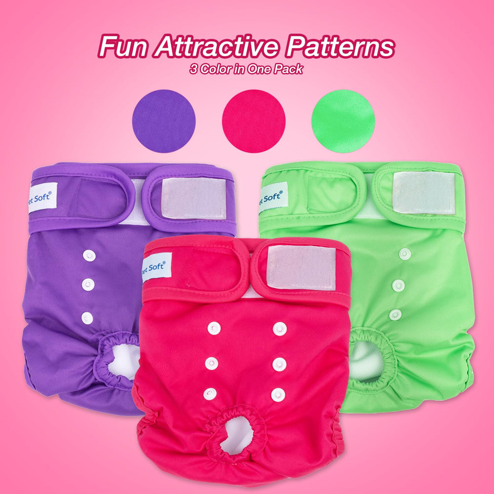 Pet Soft Washable Female Diapers wide magic tape: secure fit without slipping on active dogs.