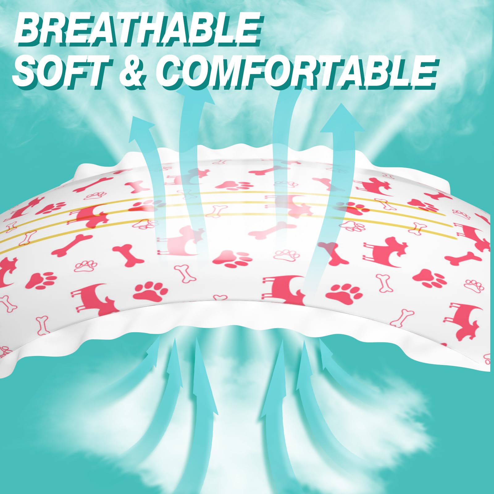 Pet Soft wetness indicator changes color to signal diaper change needs.