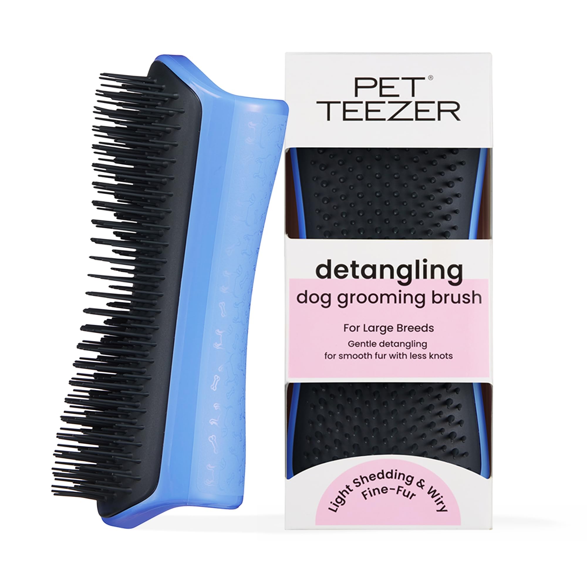 Pet Teezer detangling dog grooming brush for long coats reduces shedding gently during grooming