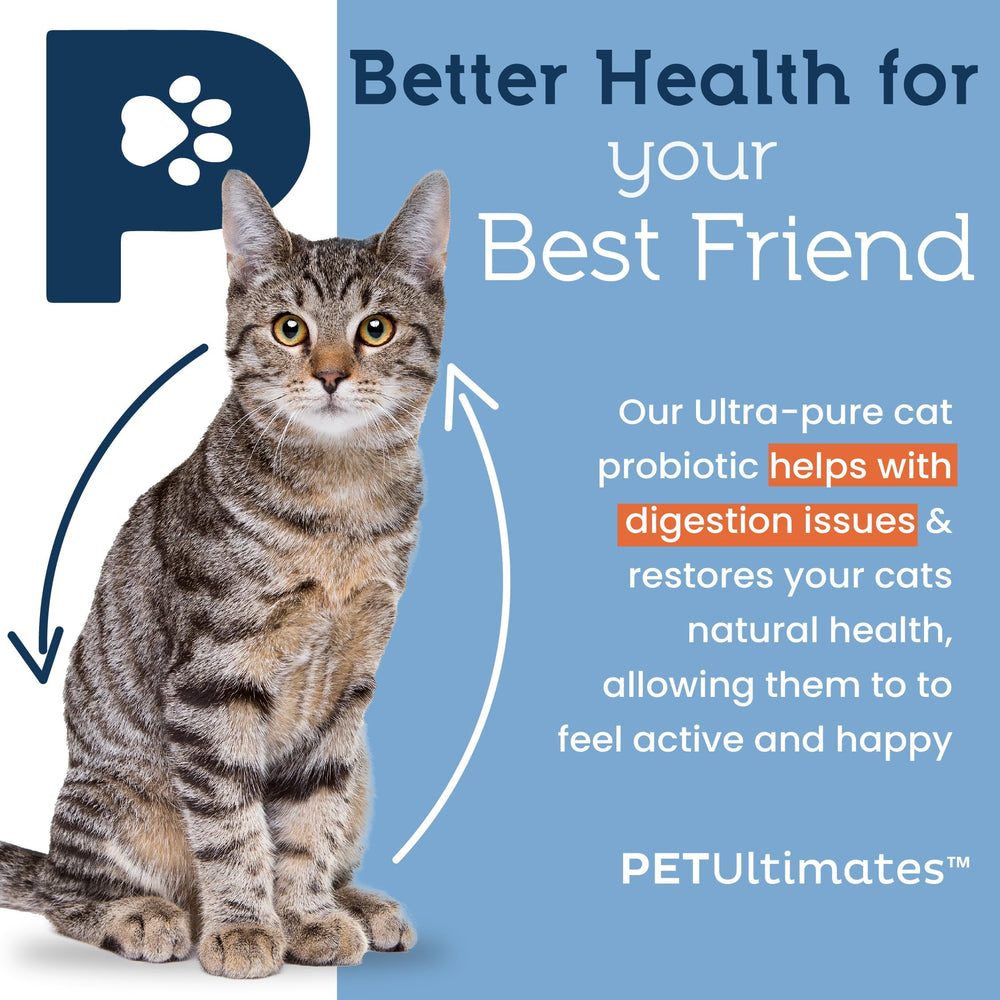 Pet Ultimates Probiotics 20-Species Label highlights diverse bacteria for gut balance.