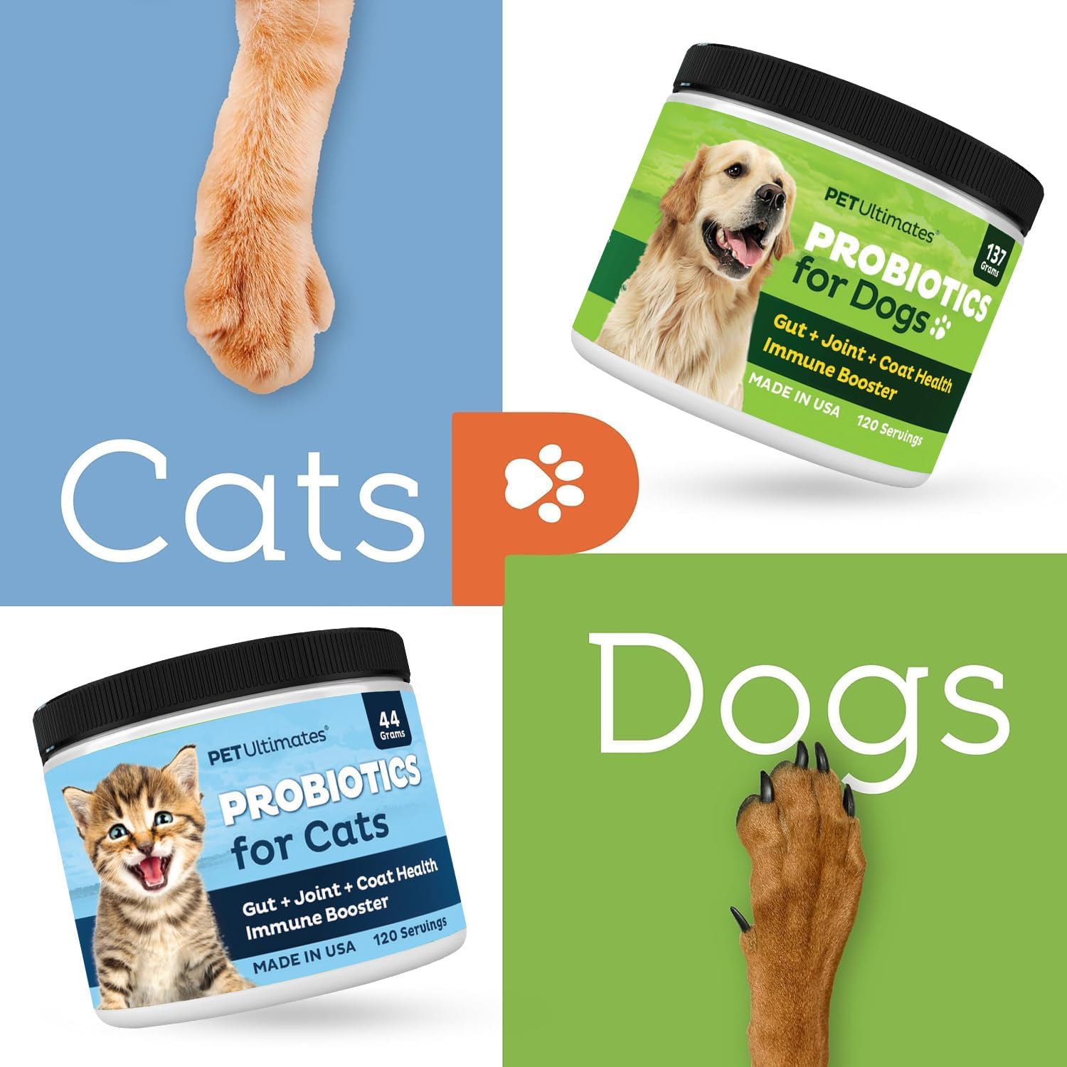 Pet Ultimates Probiotics USA-Sourced Ingredients emphasizes quality sourcing.