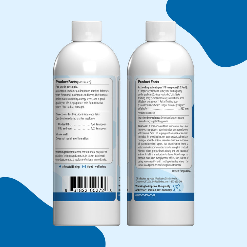 Pet Wellbeing Antioxidant support mushrooms closeup highlights long-term vitality benefits.