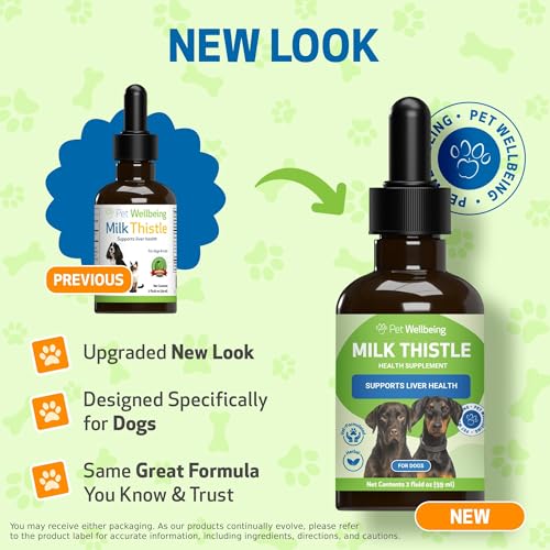Pet Wellbeing Milk Thistle bottle with measuring marks helps accurate dosing.