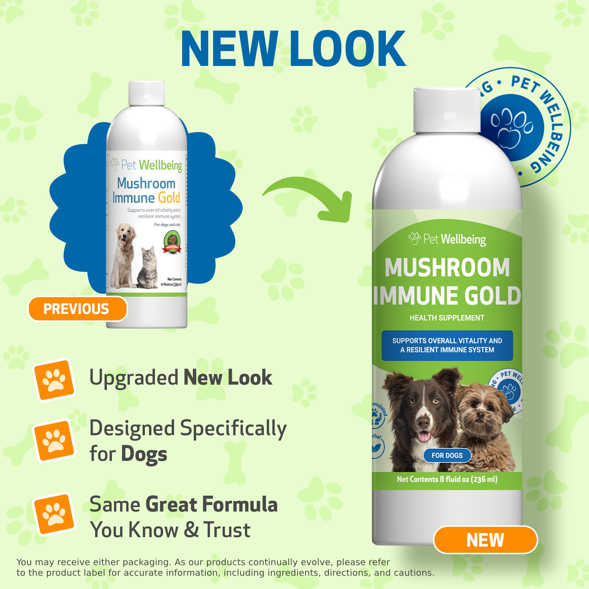Pet Wellbeing Mushroom Immune Gold NASC-certified and veterinarian-formulated seal