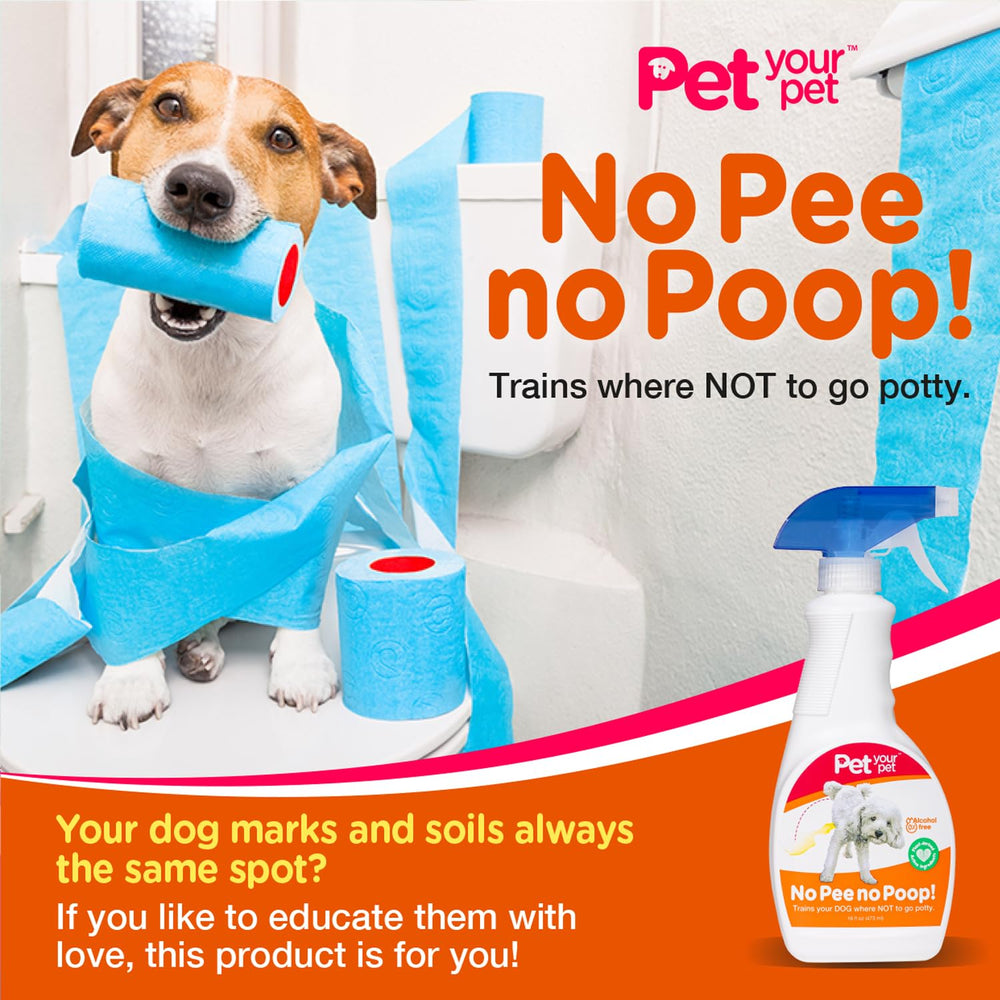 PET YOUR PET No Pee No Poop label closeup highlights plant-based formula for safety