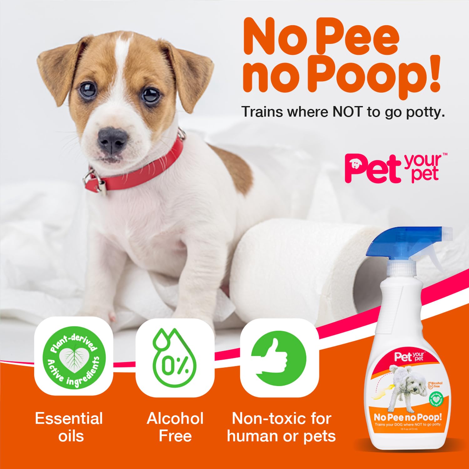 PET YOUR PET No Pee No Poop supports puppy housebreaking routine