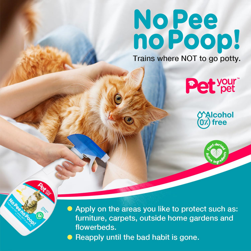 PET YOUR PET No Pee No Poop plant-derived formula highlights safe, family-friendly training aid.