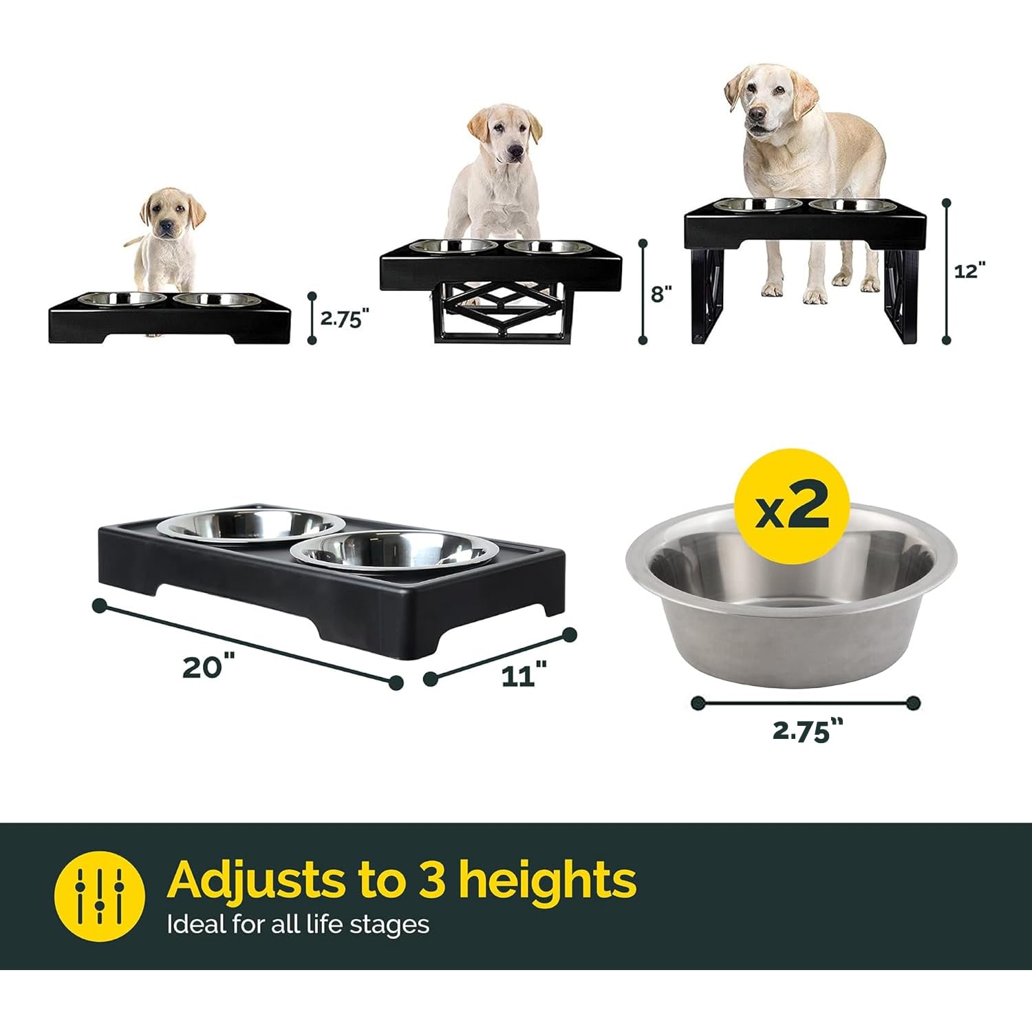 Pet Zone Designer Diner stand 12-inch: ergonomic dining for large dogs.
