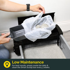 Pet Zone Smart Scoop litter box with carbon zeolite odor reduction in busy homes