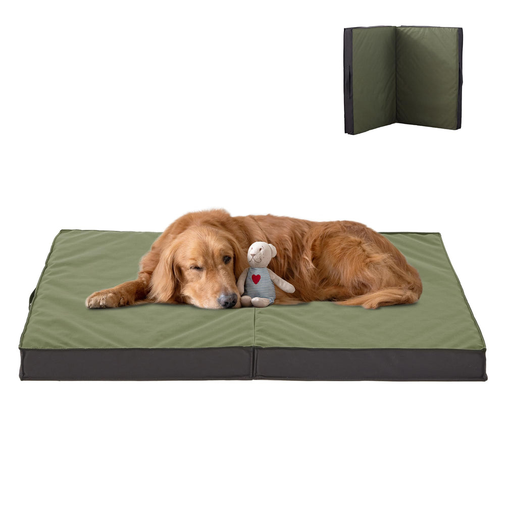 PETABBY Outdoor Dog Bed in waterproof foldable 35-inch size for large dogs.