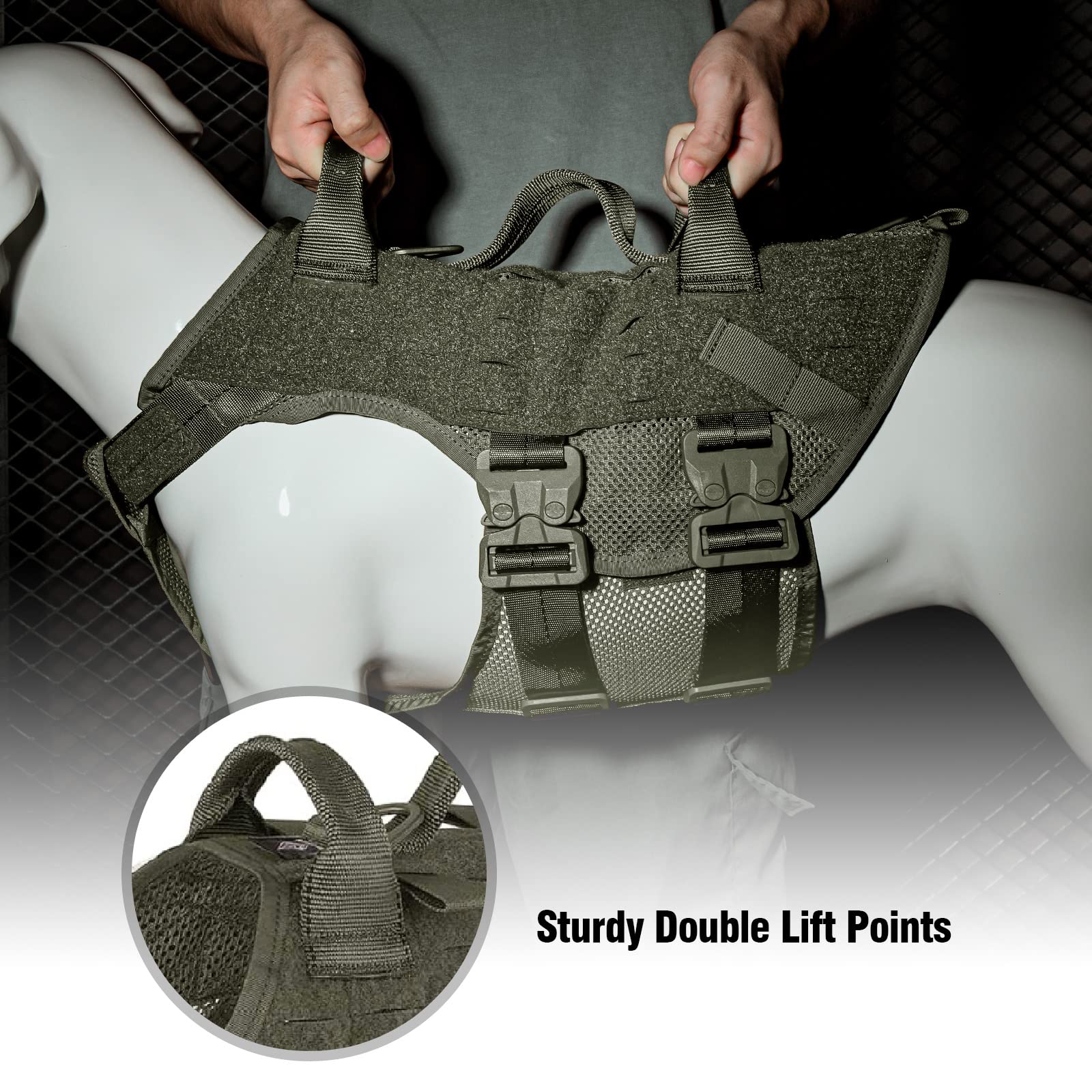 PETAC GEAR Tactical dog harness no-pull front view supports balanced movement during training.
