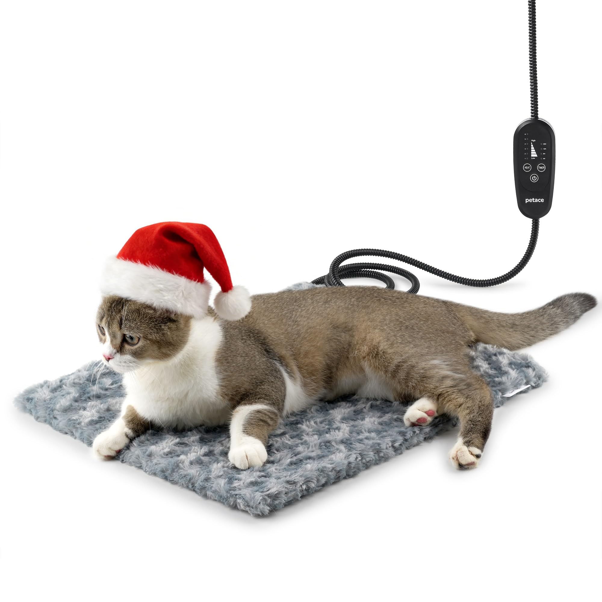 Petace heated bed rosebud cover close-up showing plush warmth for pets.