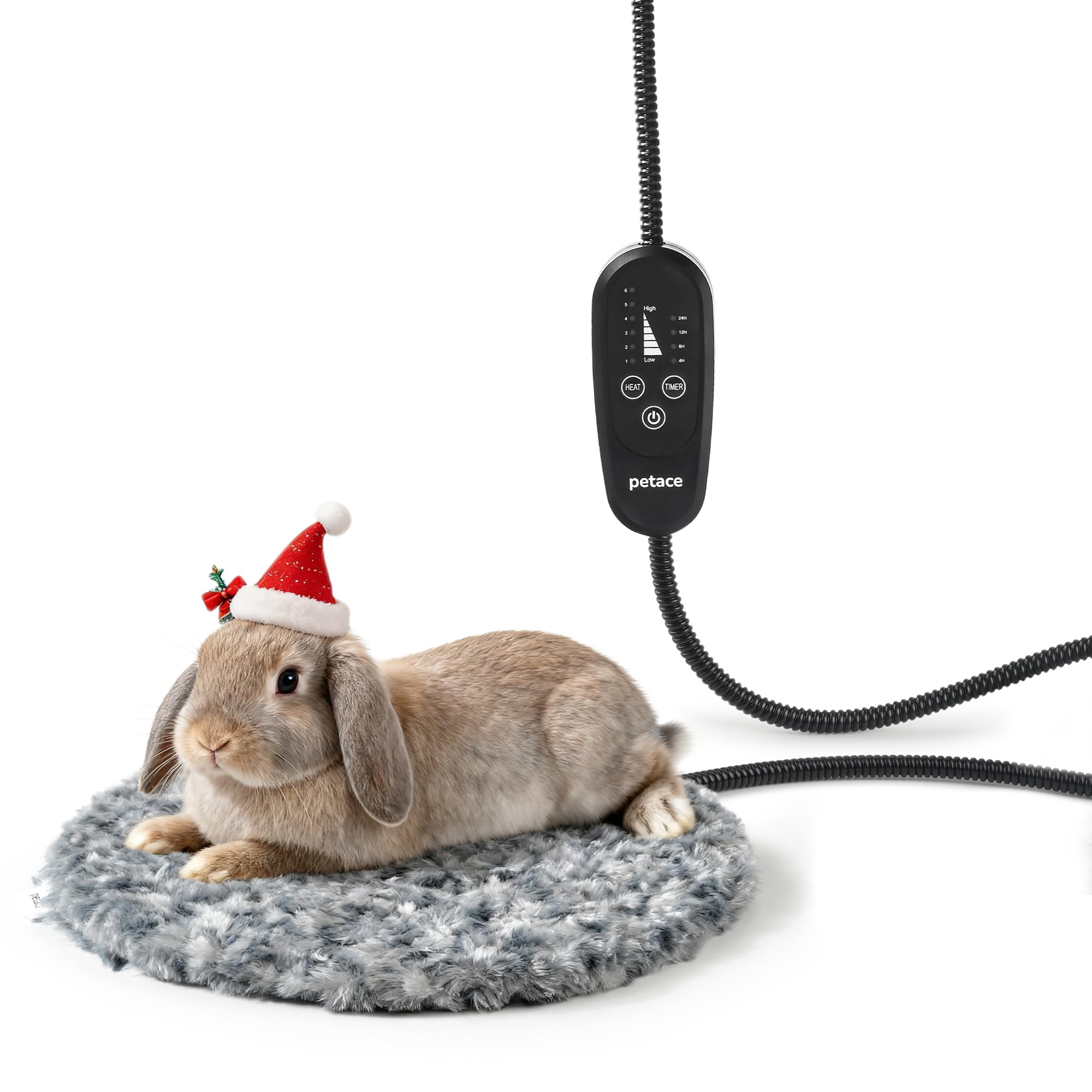 Petace heated bed round 11.8-inch control panel enables customizable warmth for pets.