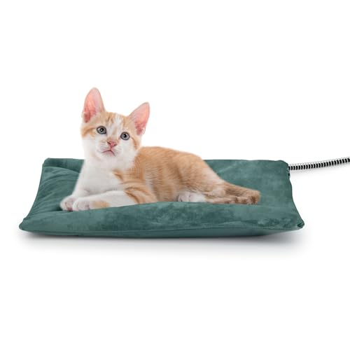 Petace outdoor heated cat bed side view shows warm surface for cold weather naps.