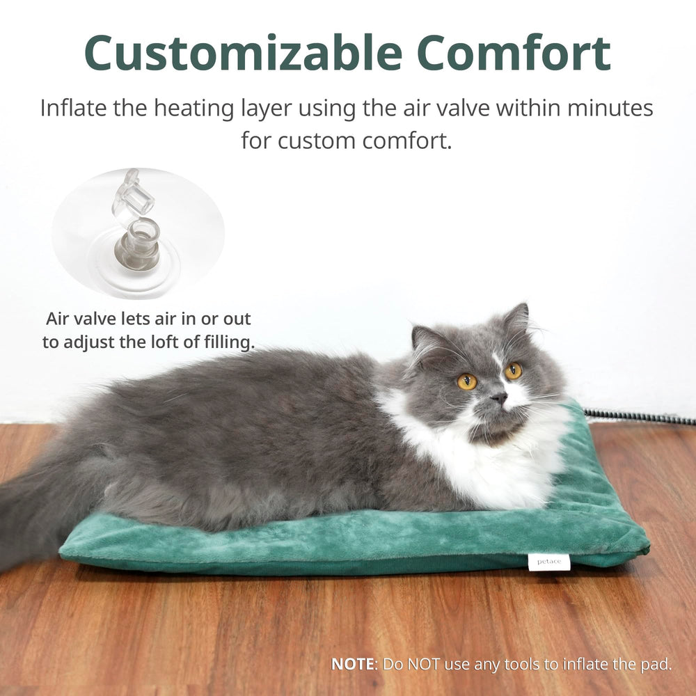 Petace outdoor heated cat bed steel-wrapped cord close-up highlights durable outdoor power.
