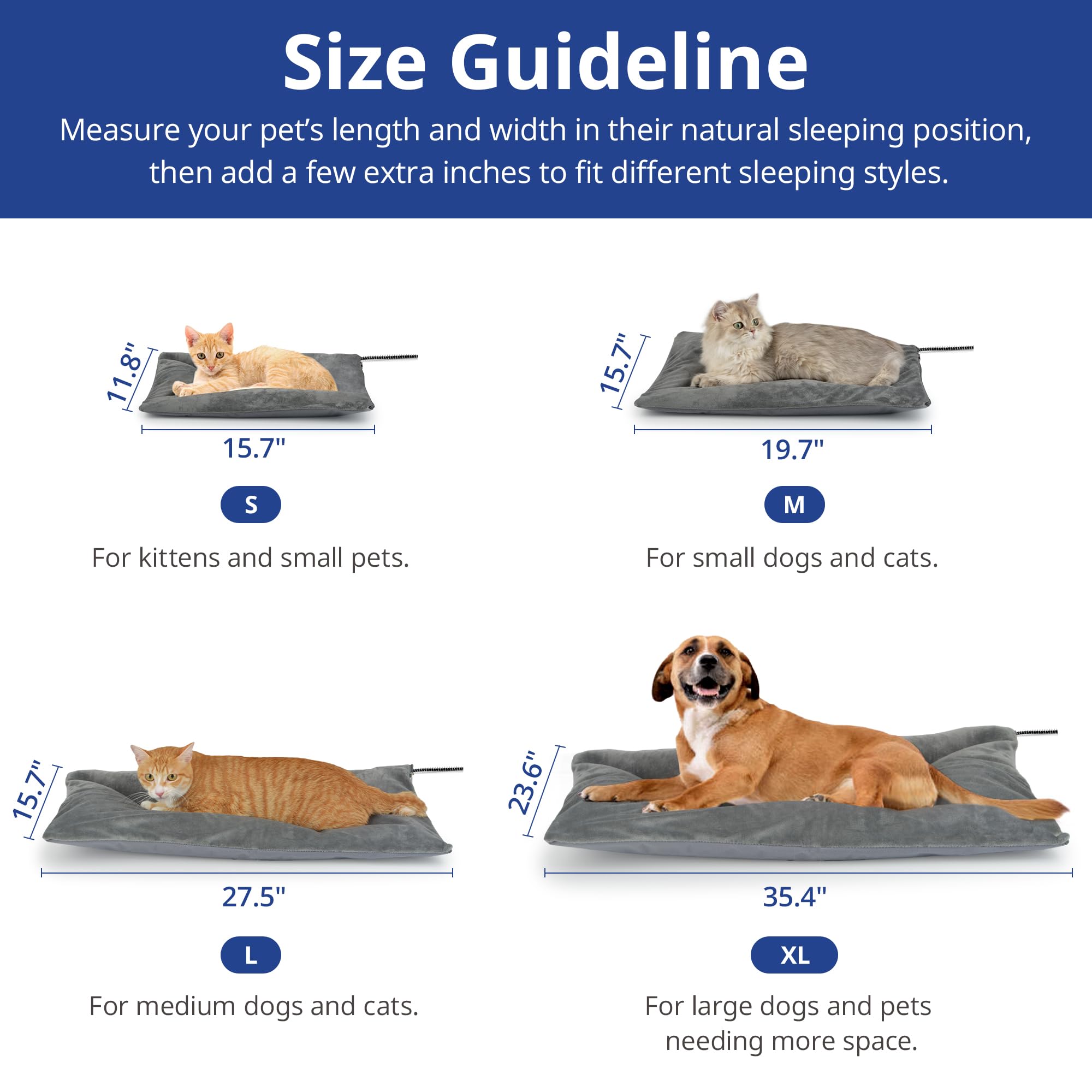 Petace Outdoor Heated Cat Bed warming graphic illustrating auto warmth adjustment