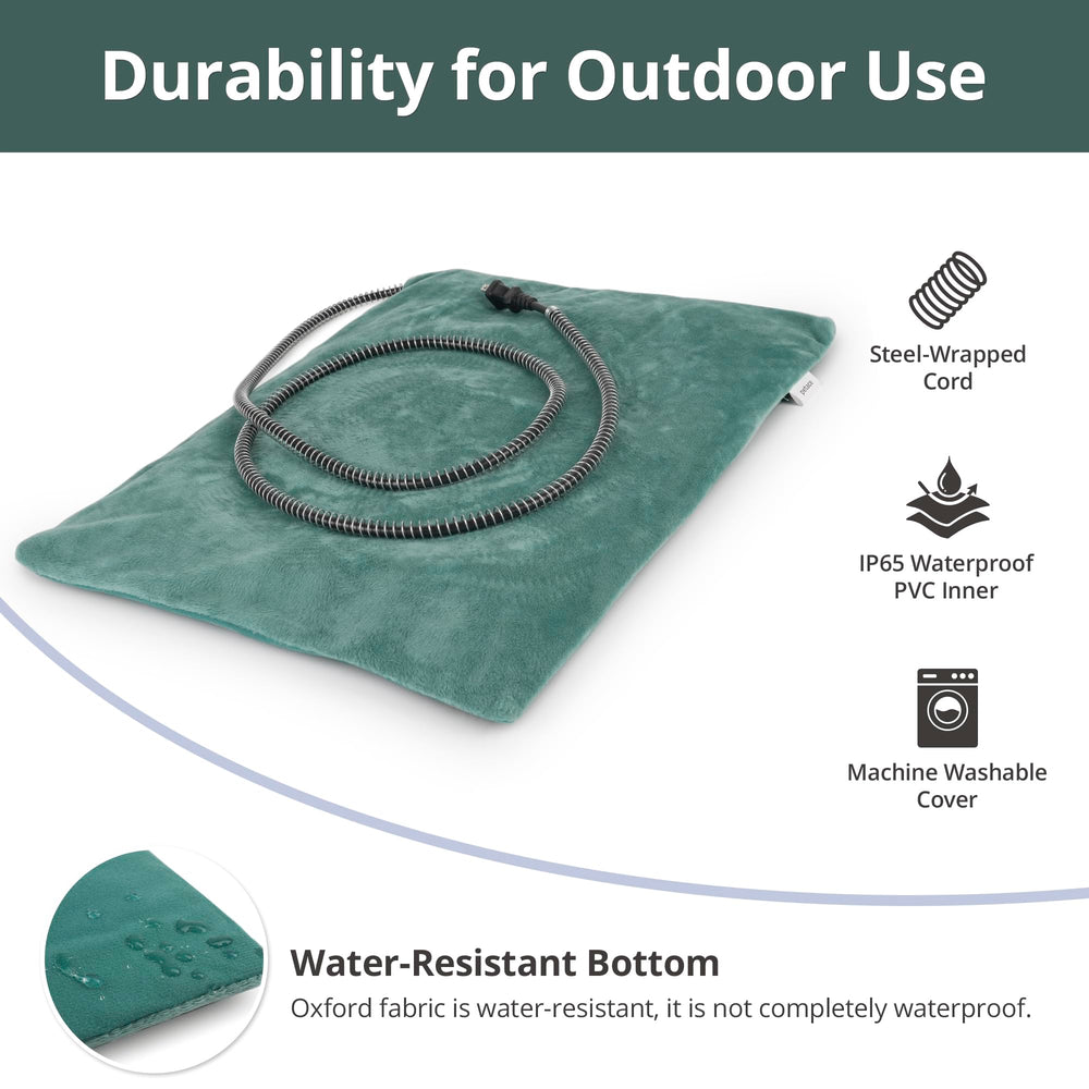 Petace Outdoor Heated Dog Bed adjustable loft creates a comfy nest.