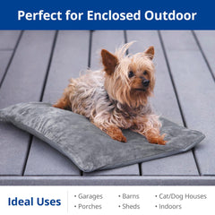Petace Outdoor Heated Bed side view with steel-wrapped cord for durable outdoor use.
