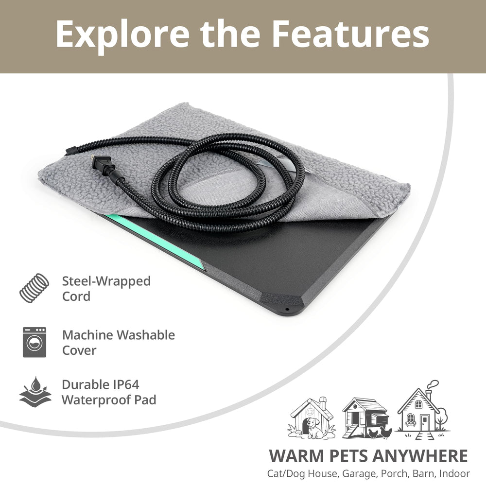 Petace Outdoor Heated Pad rigid ABS construction highlights anti-bite durability