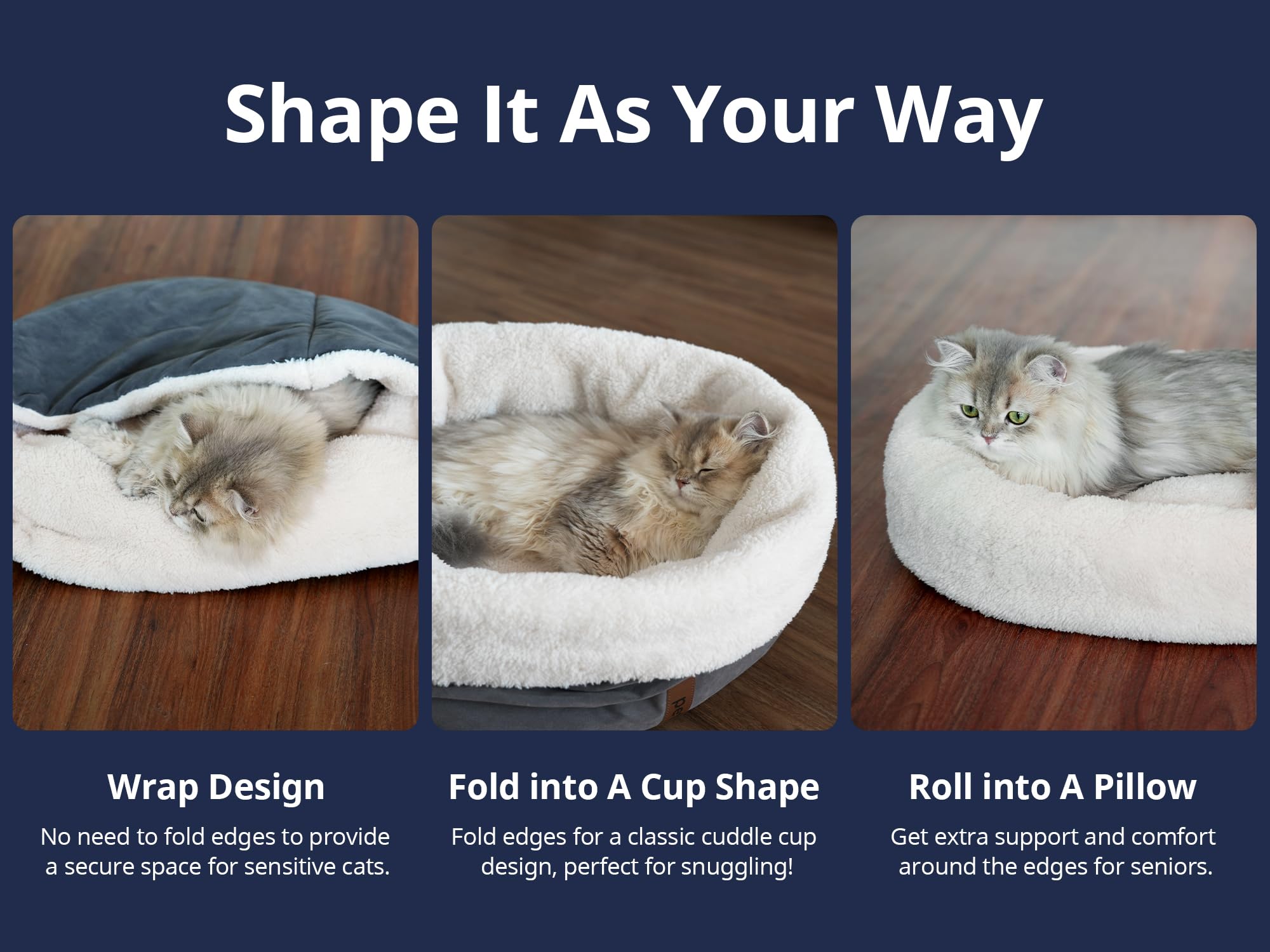 Petace Self Warming Bed blue anti-slip base keeps it in place