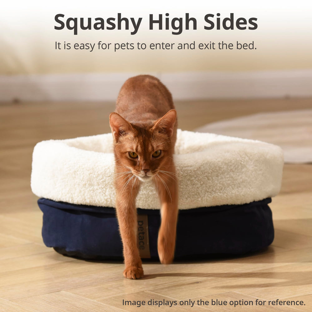 Petace Self Warming Bed blue in living room presents stylish calming retreat