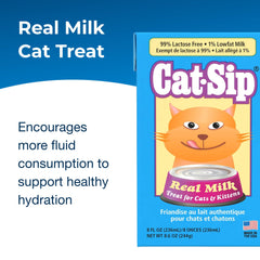 PetAg Cat-Sip ready-to-feed milk snack poured for easy daily snacking.