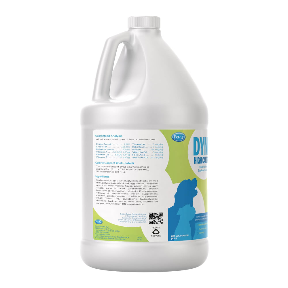 PetAg Dyne gallon container on kitchen shelf conveys long-term energy support.