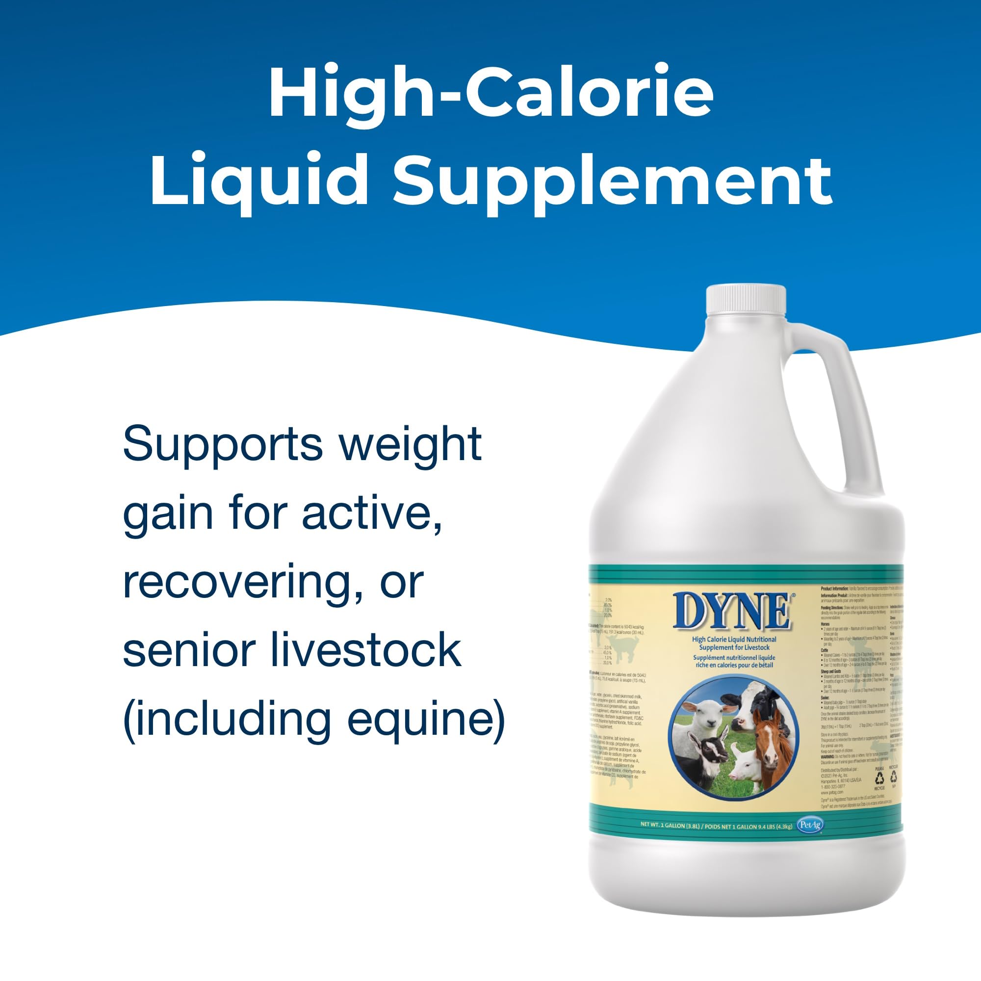 PetAg Dyne show-ready nutrition for show livestock conditioning.