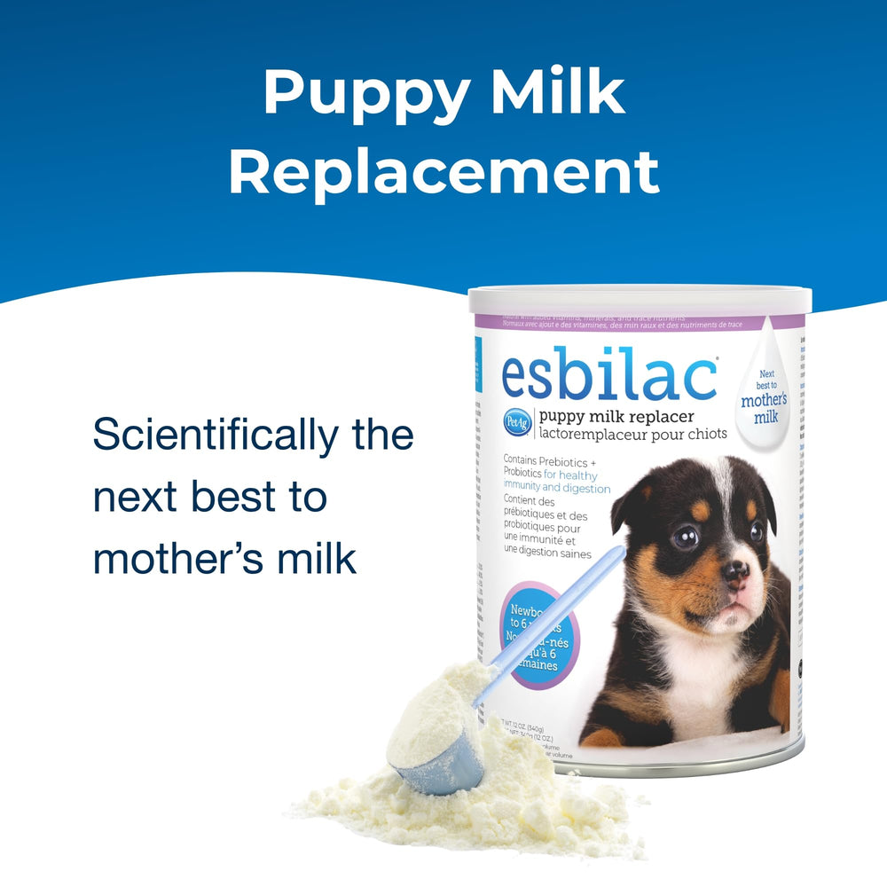 PetAg Esbilac prebiotics-probiotics supports digestion and gut comfort.