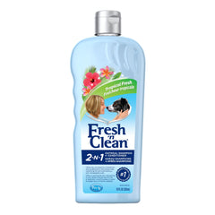 PetAg Fresh ’n Clean 2-N-1 bottle with tropical scent for a soft, manageable coat.