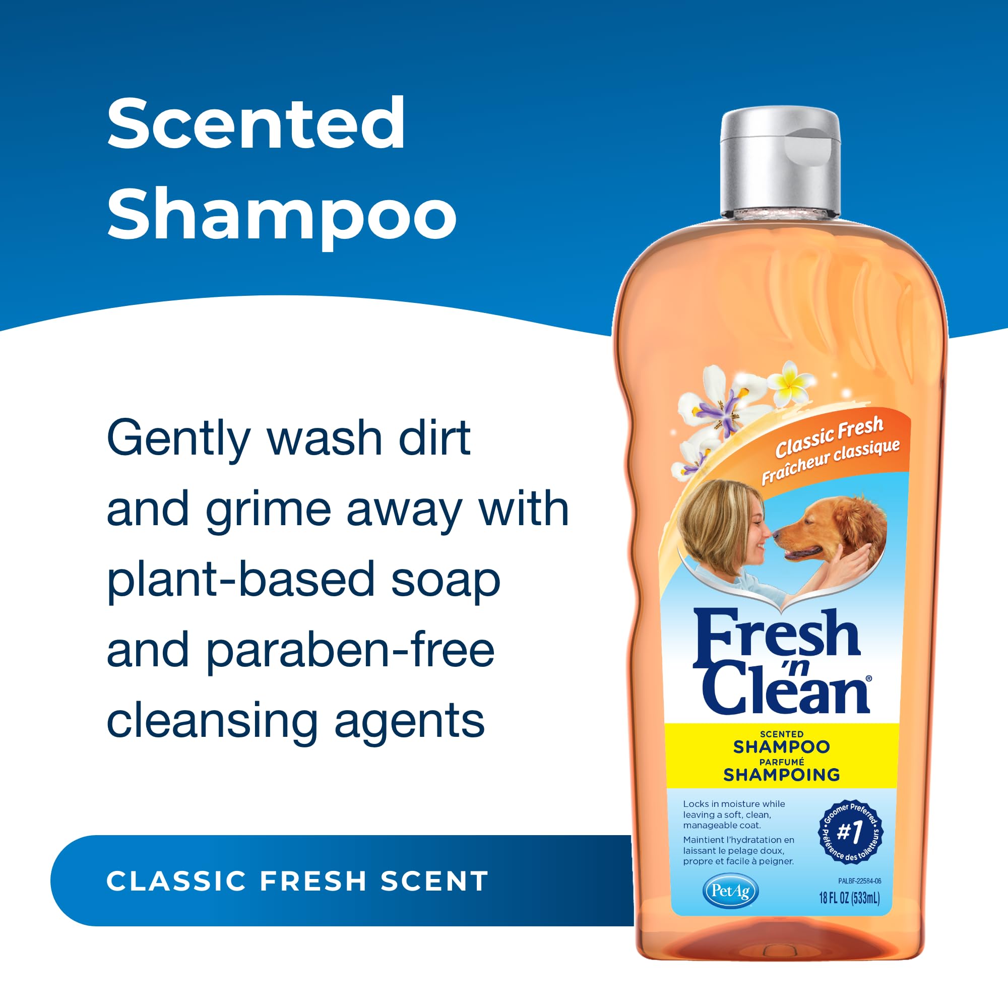 PetAg Fresh ’n Clean lather during application demonstrates gentle cleansing.