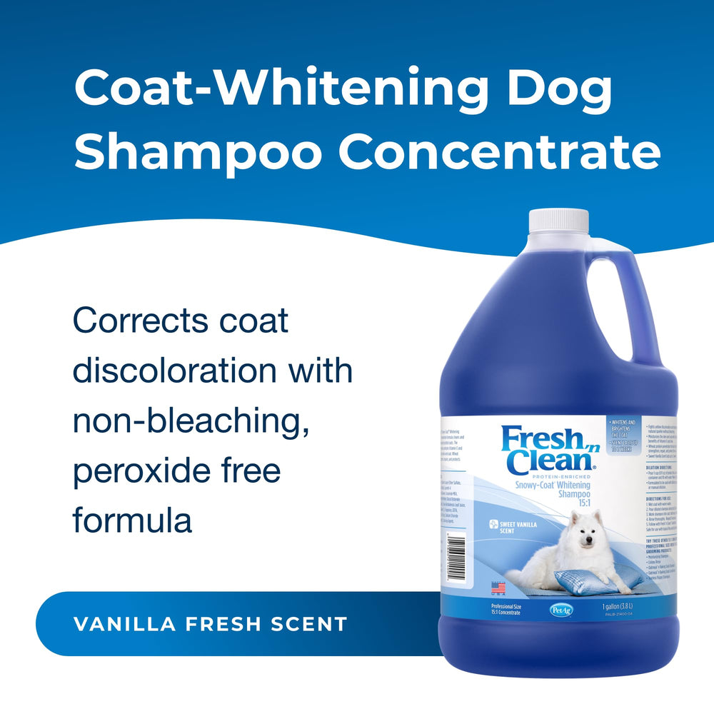 PetAg Fresh ’n Clean whitening snow coat shampoo vanilla lather close-up for thorough cleansing