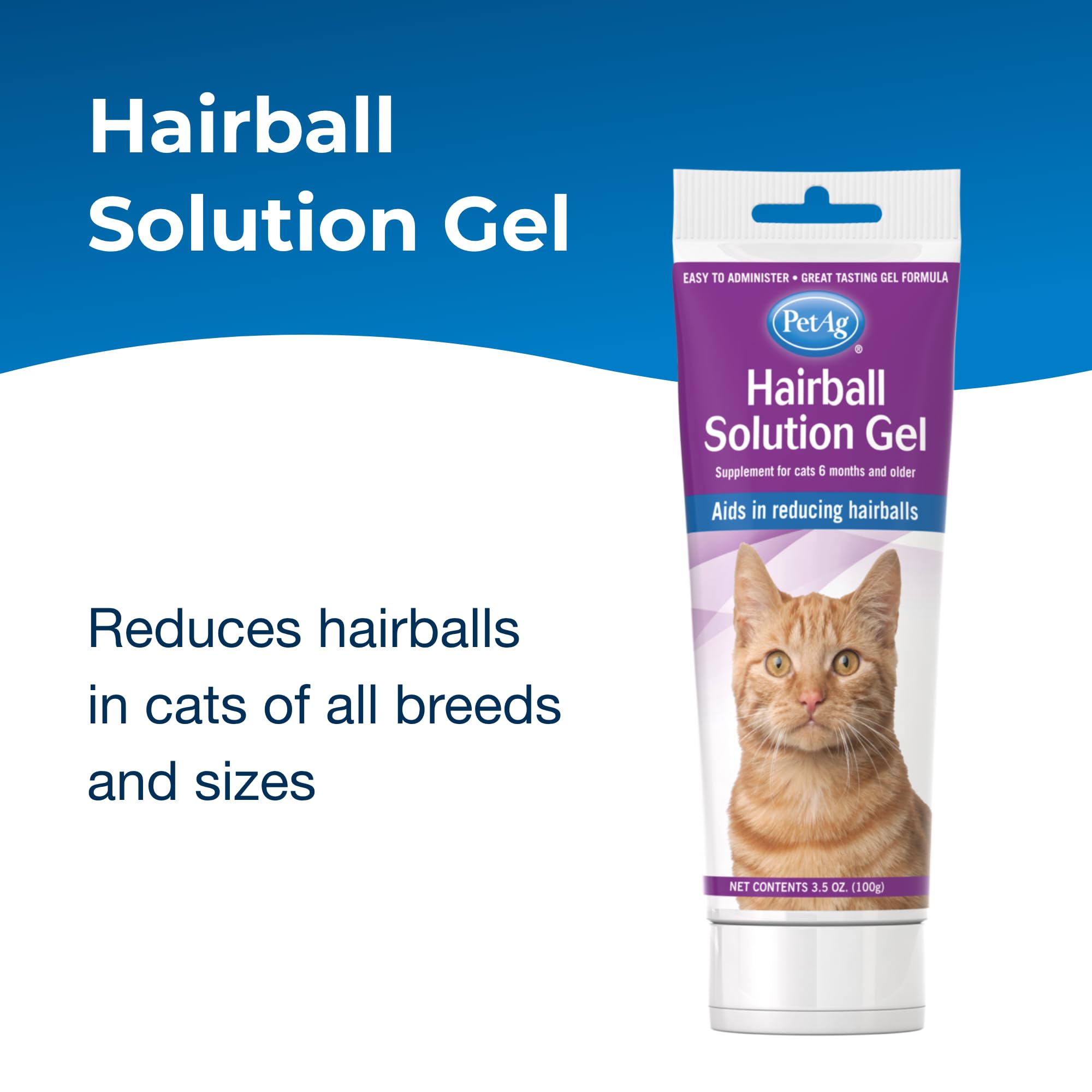 PetAg Hairball Solution Gel textured gel close-up highlights palatable chicken flavor.