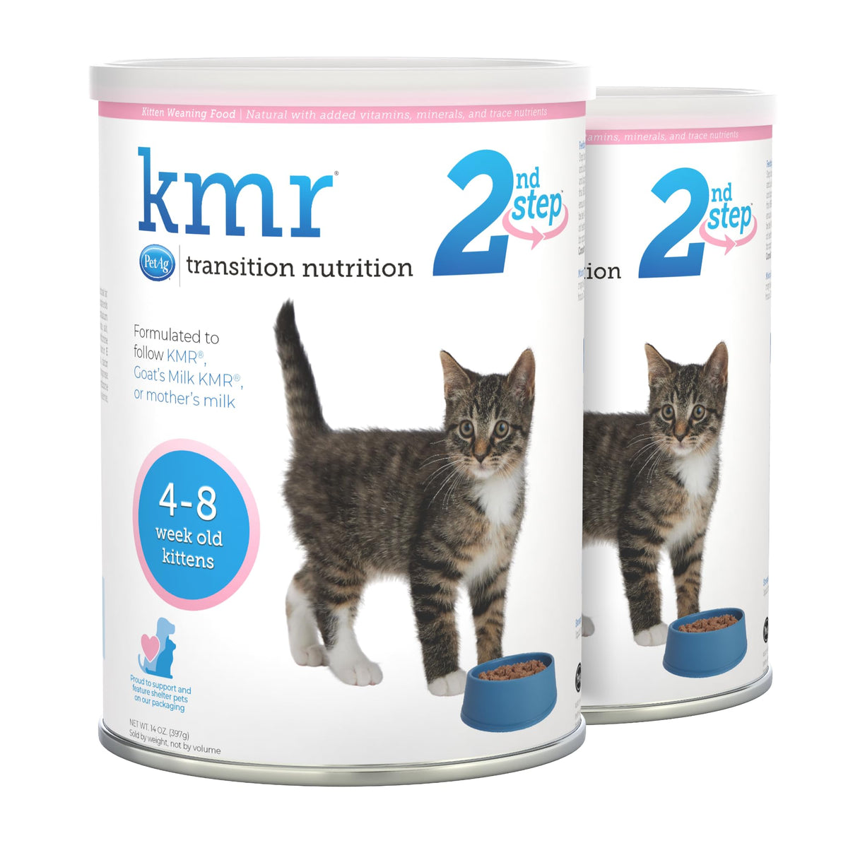 PetAg KMR 2nd Step kitten weaning powder tub for easy transition