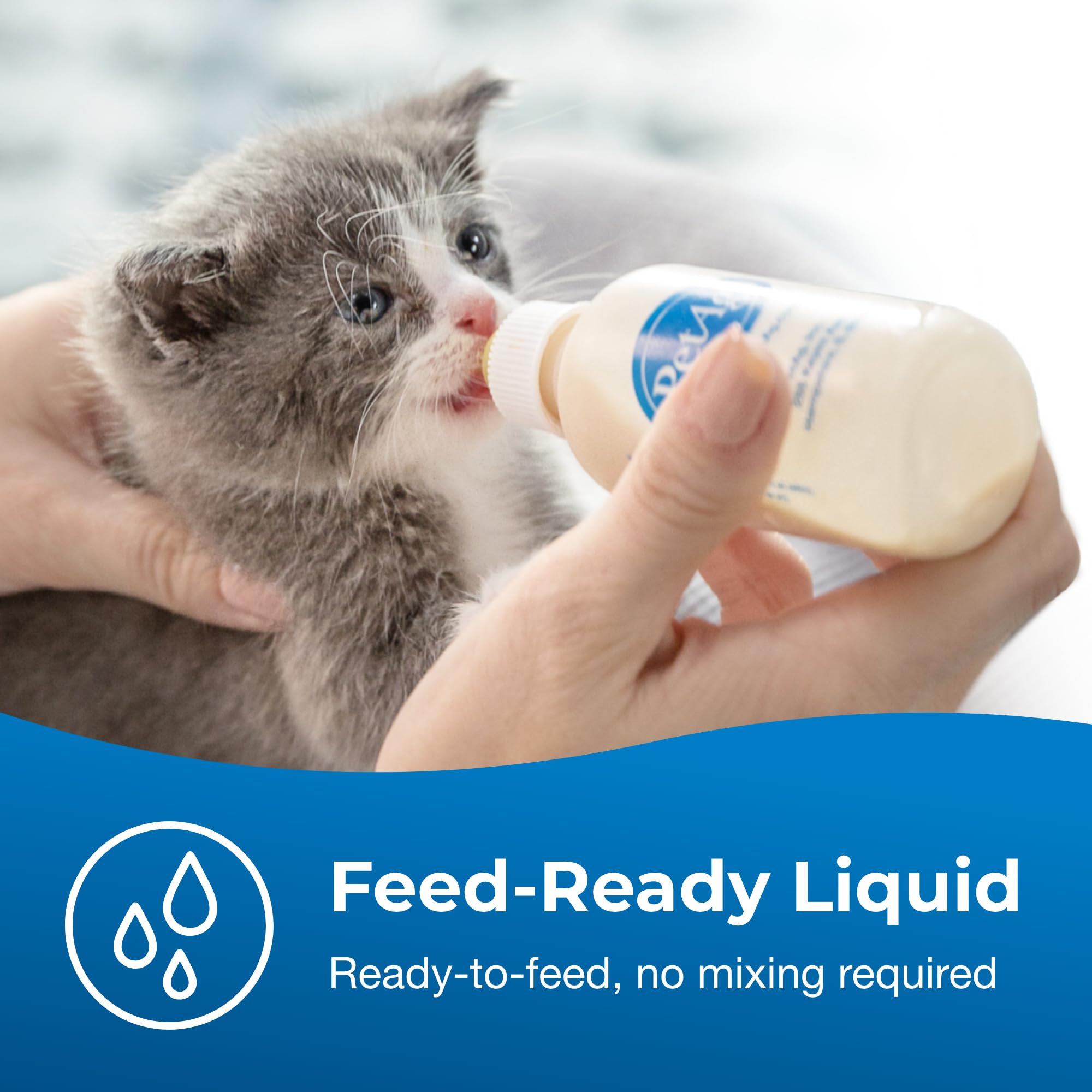 PetAg KMR vitamin/mineral blend graphic highlights added nutrients for kitten health.