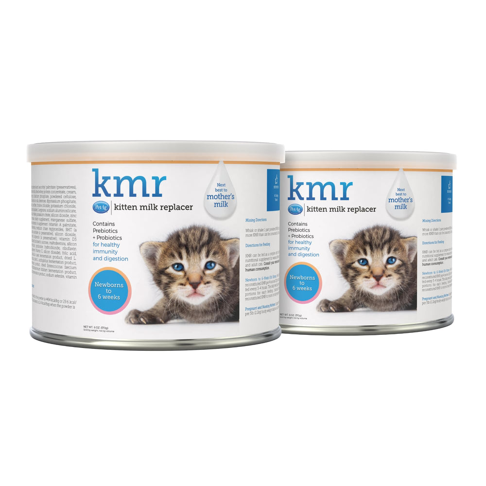 PetAg KMR milk replacer packaging showing complete kitten nutrition for newborns