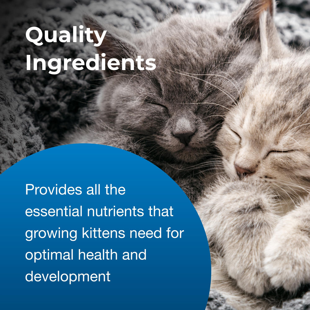 PetAg KMR nutrition and ingredients chart communicates complete kitten support.
